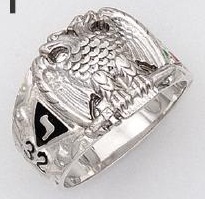Sterling Silver Scottish Rite Ring Ring Solid Back#28